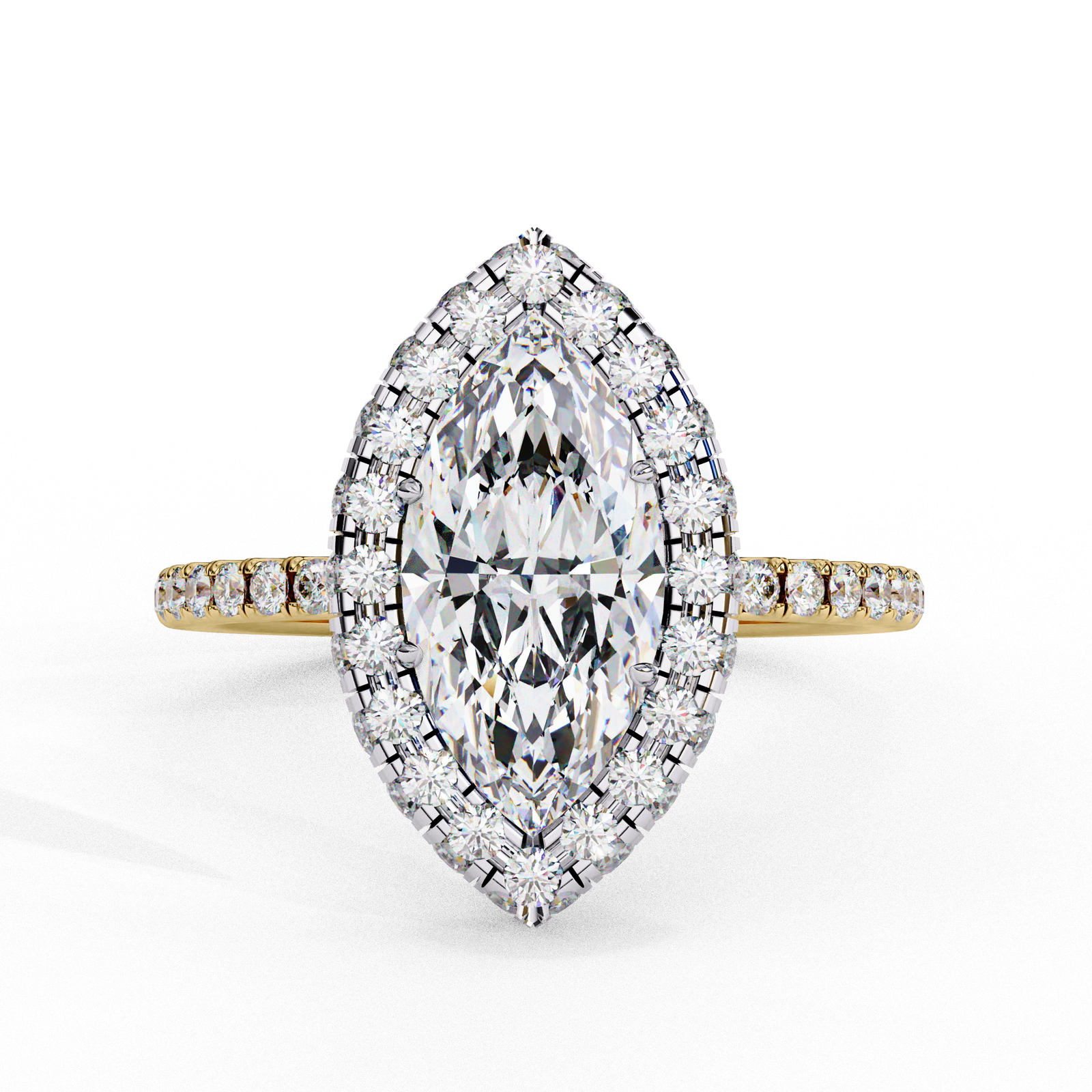 Marquise Cut Diamond Halo Engagement Ring